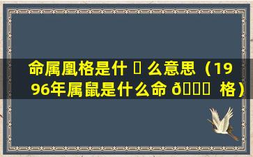 命属凰格是什 ☘ 么意思（1996年属鼠是什么命 🐘  格）